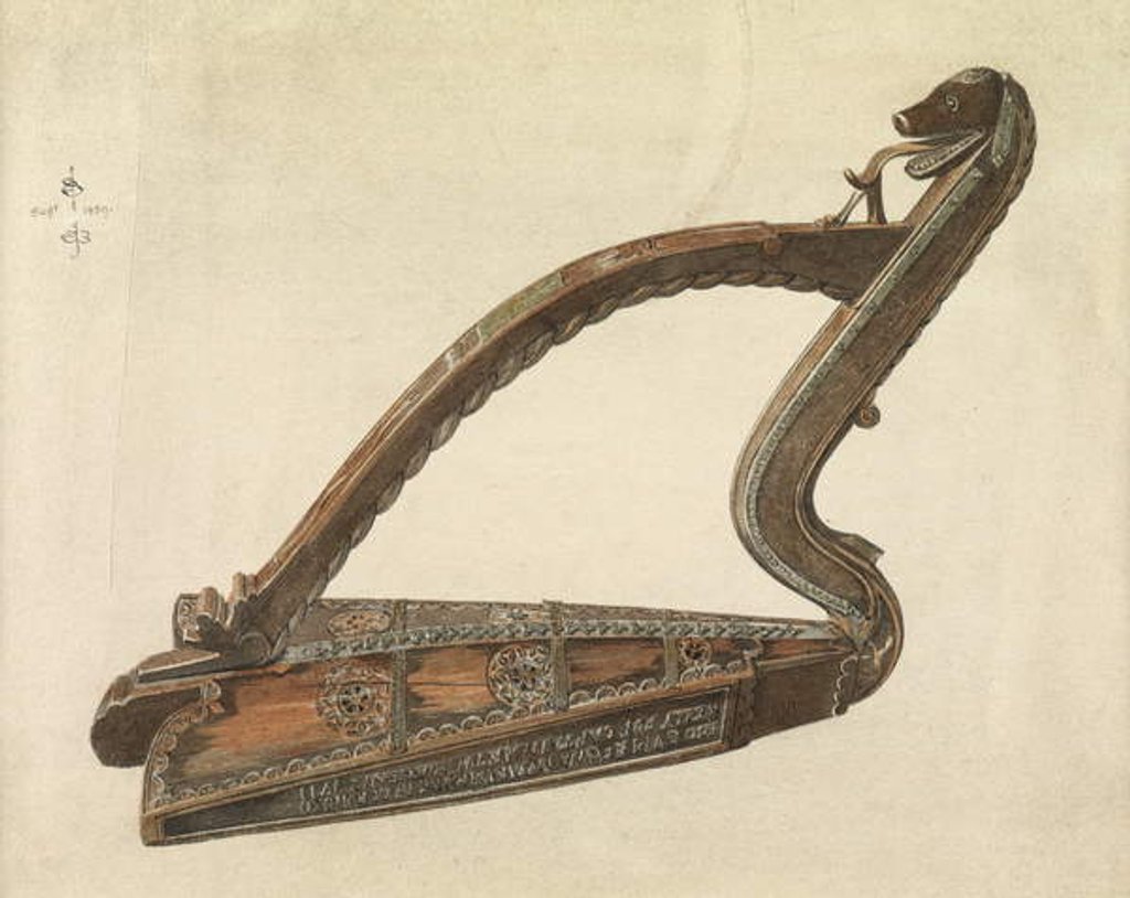 Detail of Irish harp, 1889 by Edward Coley Burne-Jones