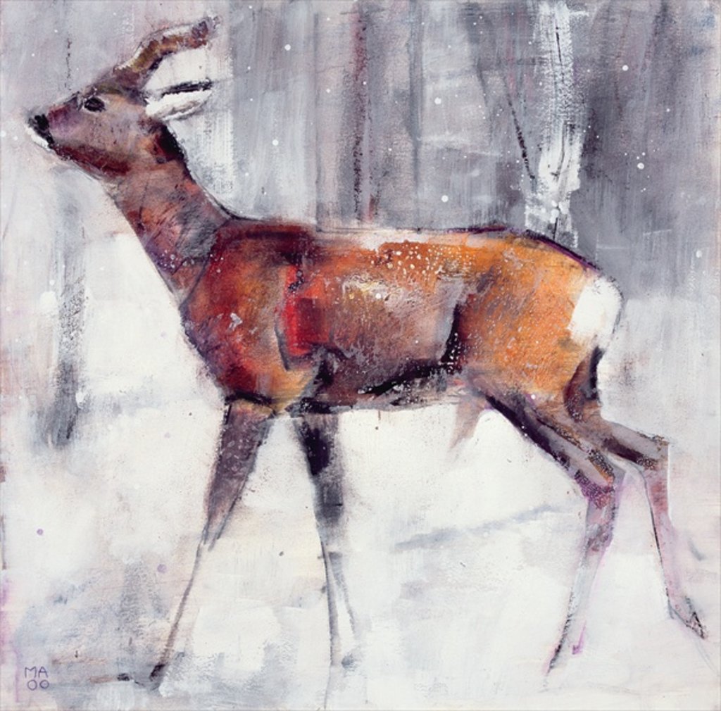Detail of Buck in the snow, 2000 by Mark Adlington