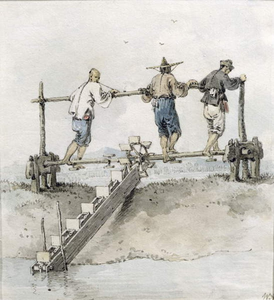 Detail of Chinese Labourers Working on a River by William Alexander