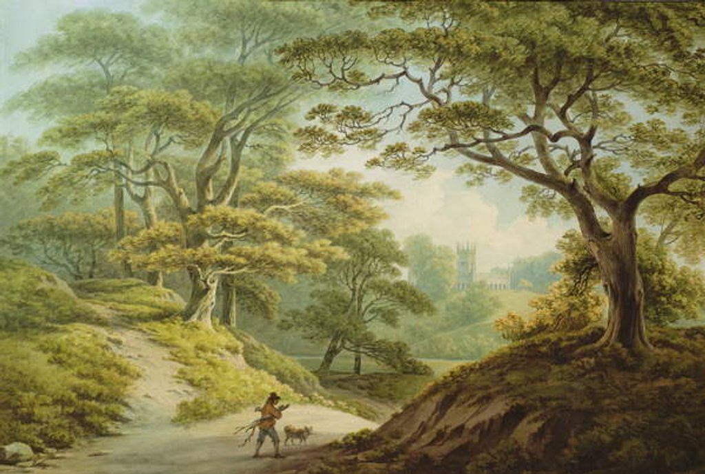 Detail of Auckland Castle, Co. Durham - View over the River Gaunless, with Bishop Cosin's Chapel by John Warwick Smith