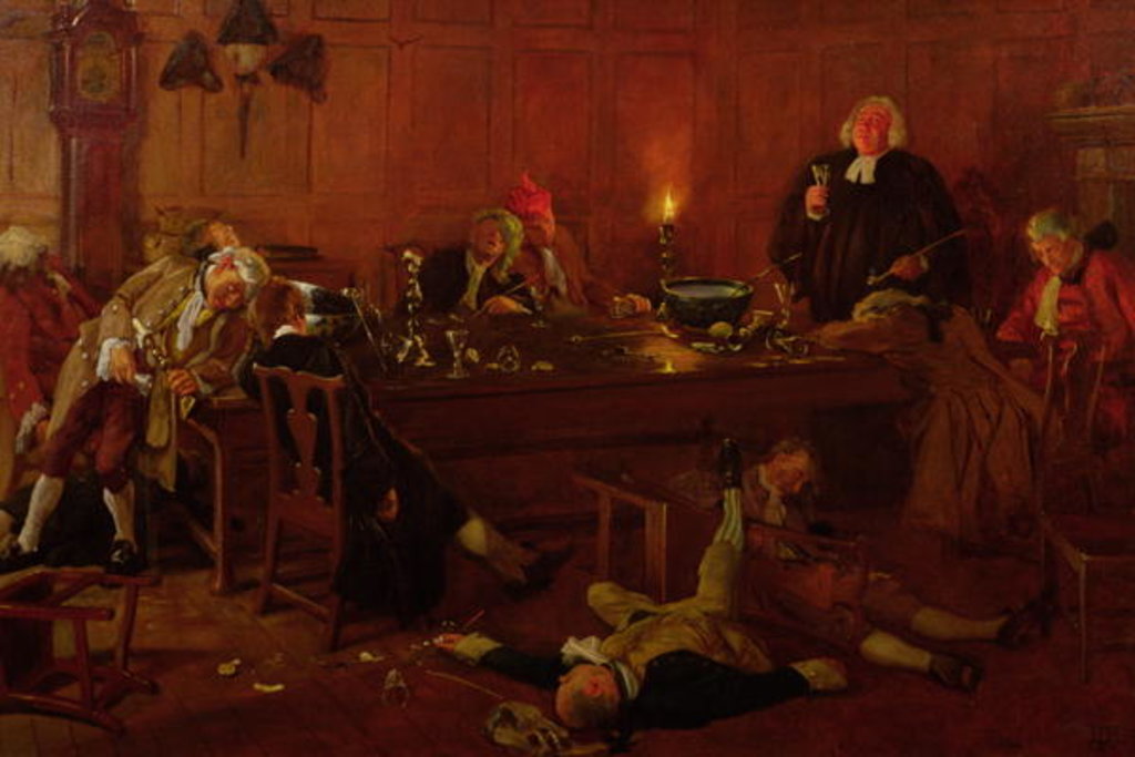 Detail of The Reverend Geoffrey Shovel, Chaplain of the Fleet, with his drinking companions by Thomas Davidson