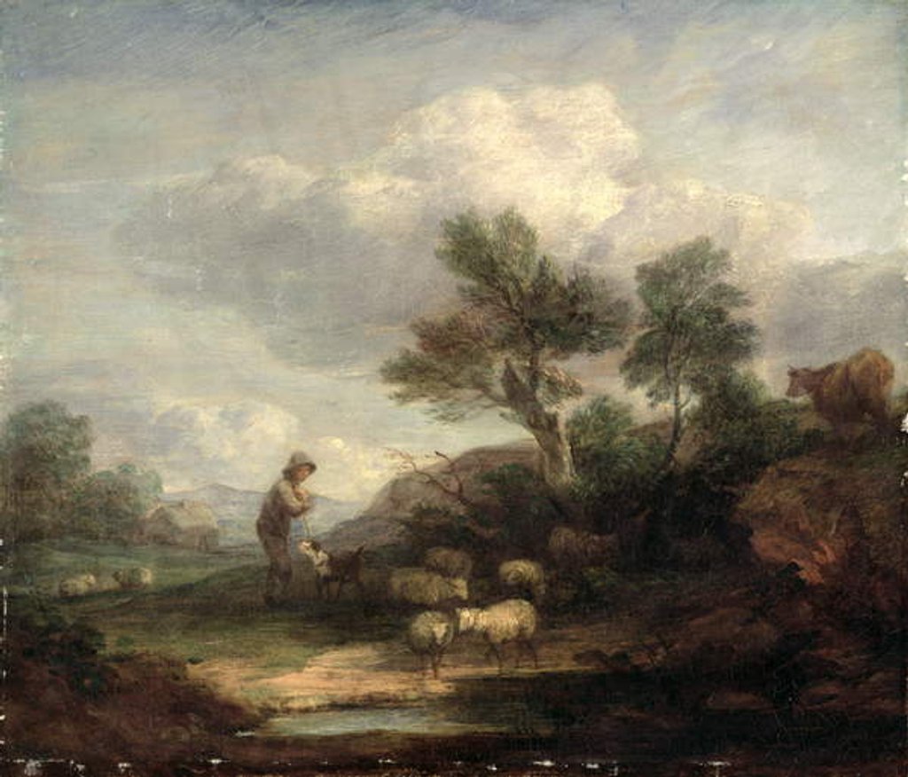 Detail of Landscape with Sheep by Thomas Gainsborough
