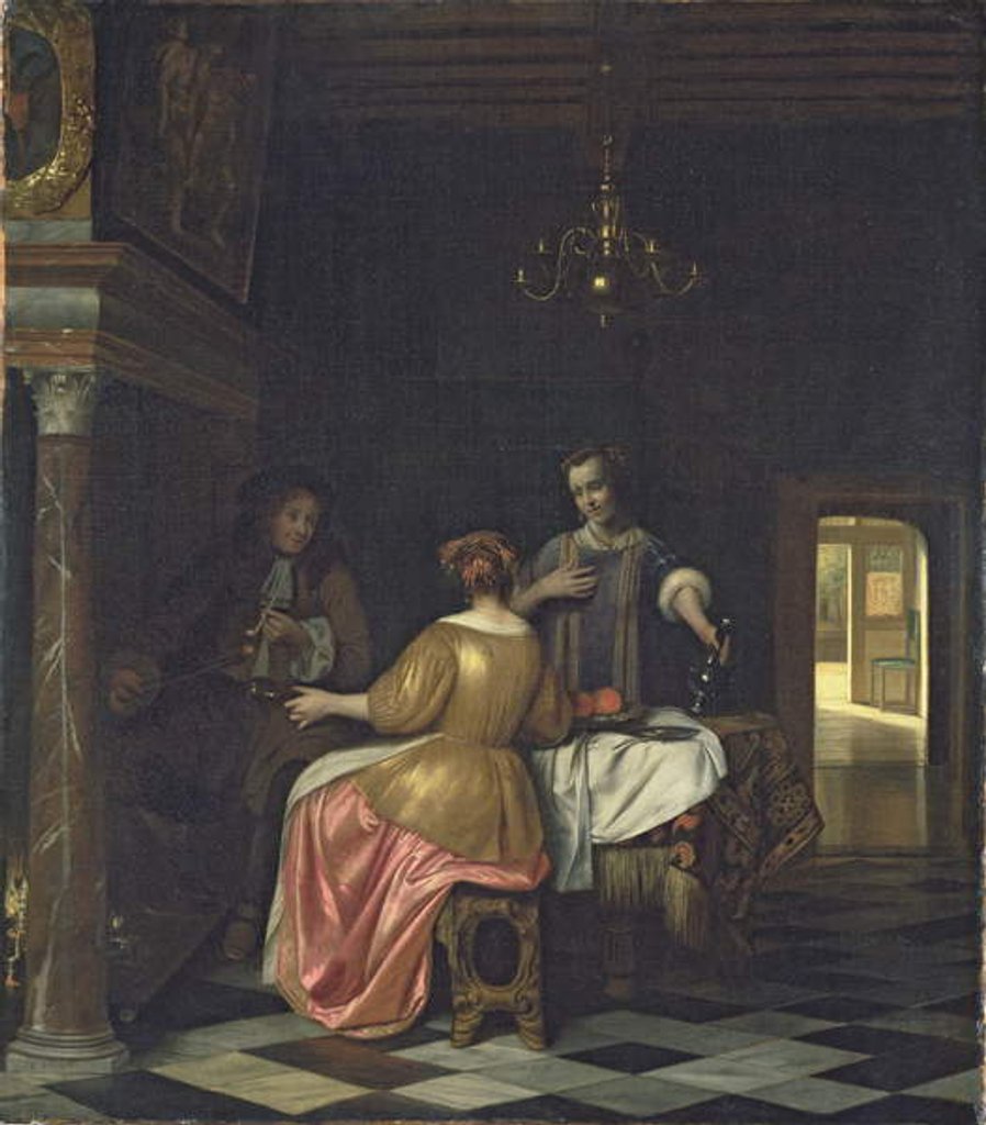 Detail of Interior with a Gentleman and Two Ladies Conversing, c.1668-70 by Pieter de Hooch