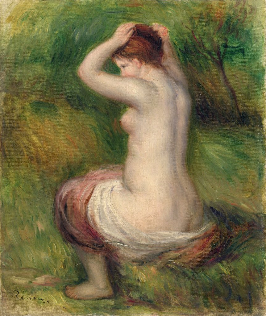Detail of Seated nude by Pierre Auguste Renoir