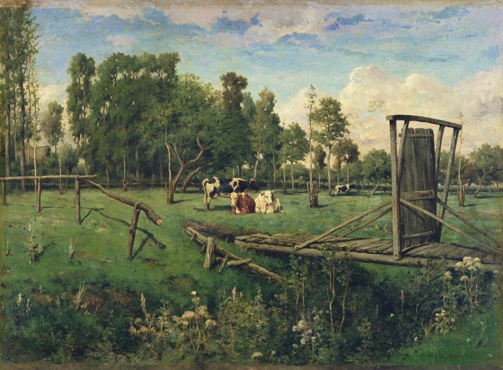 Detail of A Pasture in Normandy by Constant-Emile Troyon