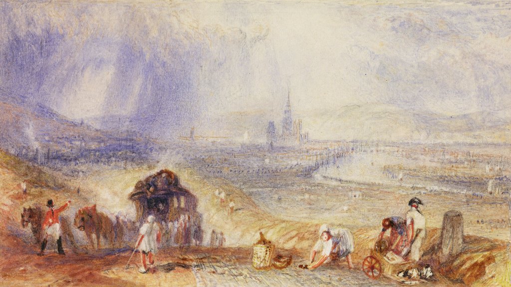 Detail of A Distant View, Rouen, c.1834 by Joseph Mallord William Turner