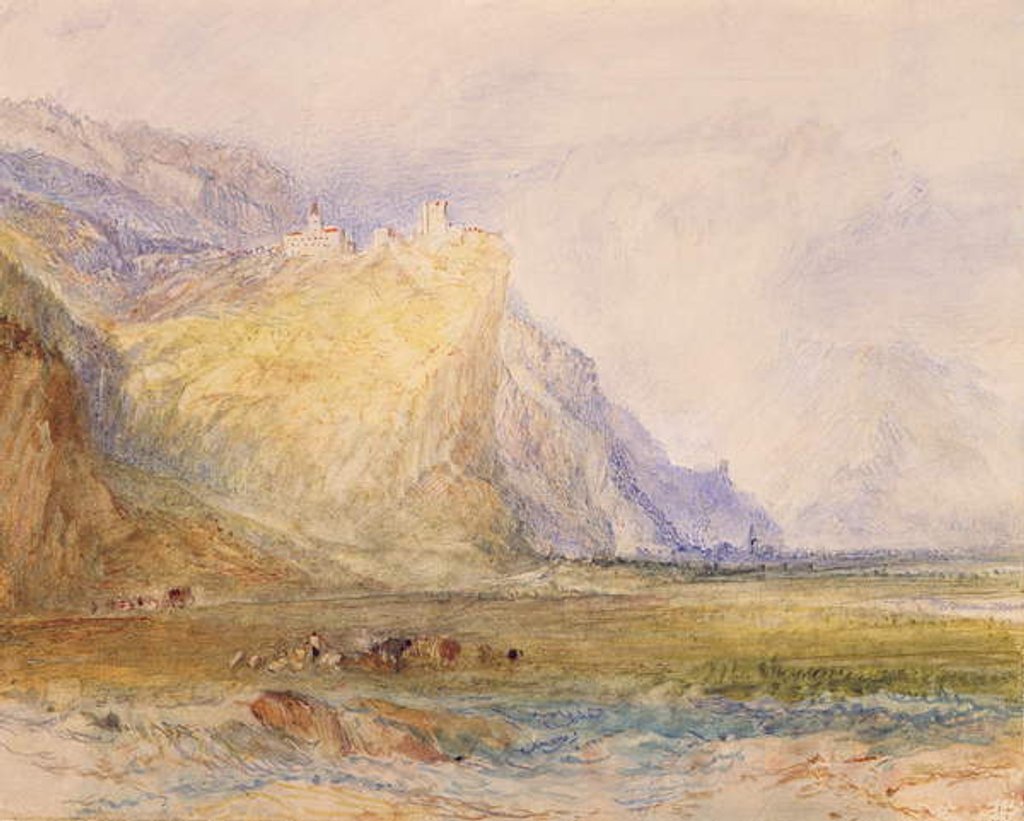 Detail of Domleschg Valley, looking South east, towards Schloss Ortenstein, c.1853 by Joseph Mallord William Turner