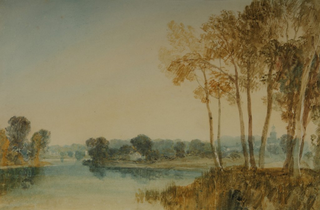 Detail of Landscape with trees by the River Thames, c.1805 by Joseph Mallord William Turner