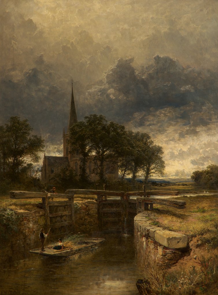 Detail of Stratford-on-Avon Church and Lock, 1883 by Benjamin Williams Leader
