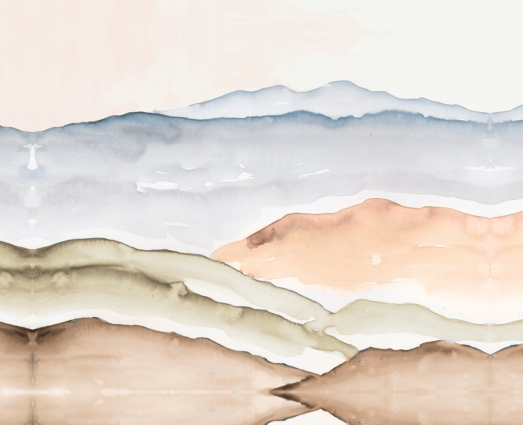 Detail of Blue and Terracotta Landscape by Anonymous