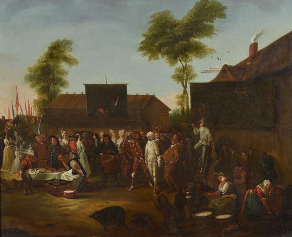 Detail of A village carnival with figures of the Commedia dell'Arte by Egbert van Heemskerck