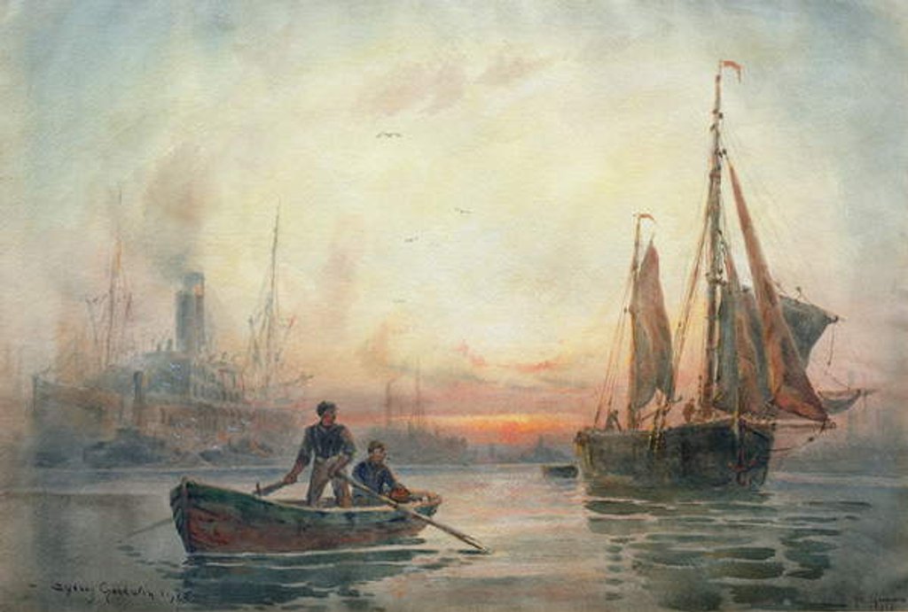Detail of Sunset in the Pool of London, 1913 by Sydney P. Goodwin