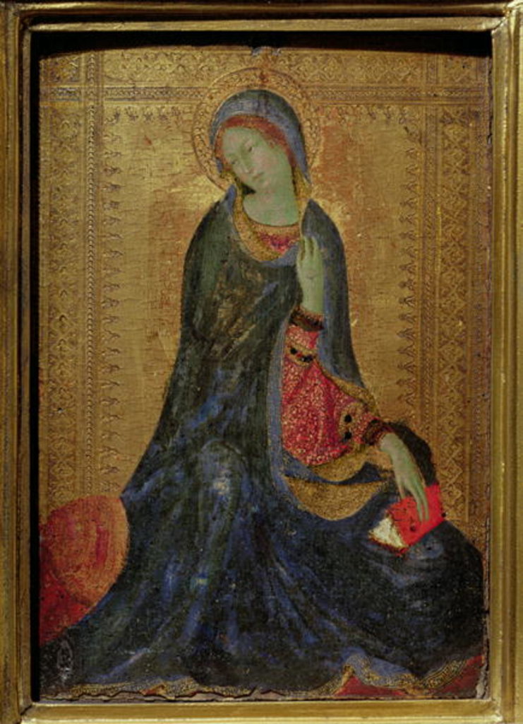 Detail of Virgin Annunciate, right hand panel of diptych, 1340-44 by Simone Martini