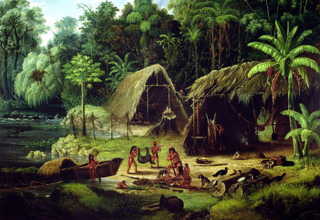 Detail of Carib Village, British Guyana, 1836 by W.S. Hedges