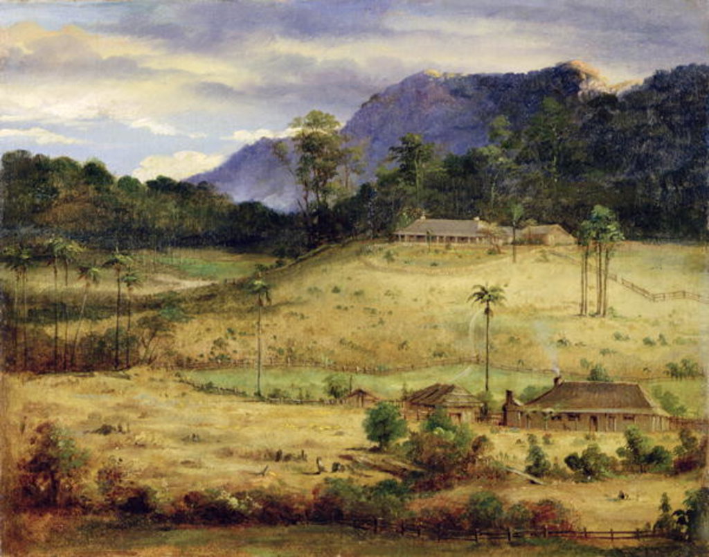 Detail of Homesteads, c.1850 by Australasian School