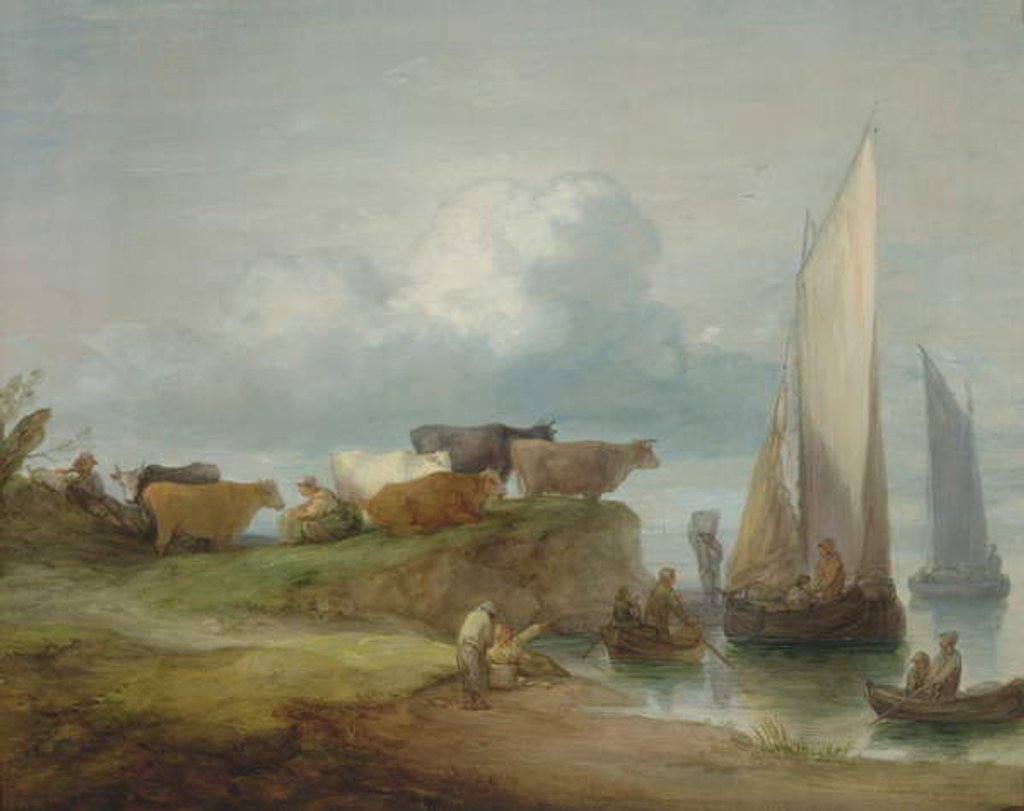 Detail of Cattle on a River Bank with Sailing Boats, 1780-84 by Thomas Gainsborough