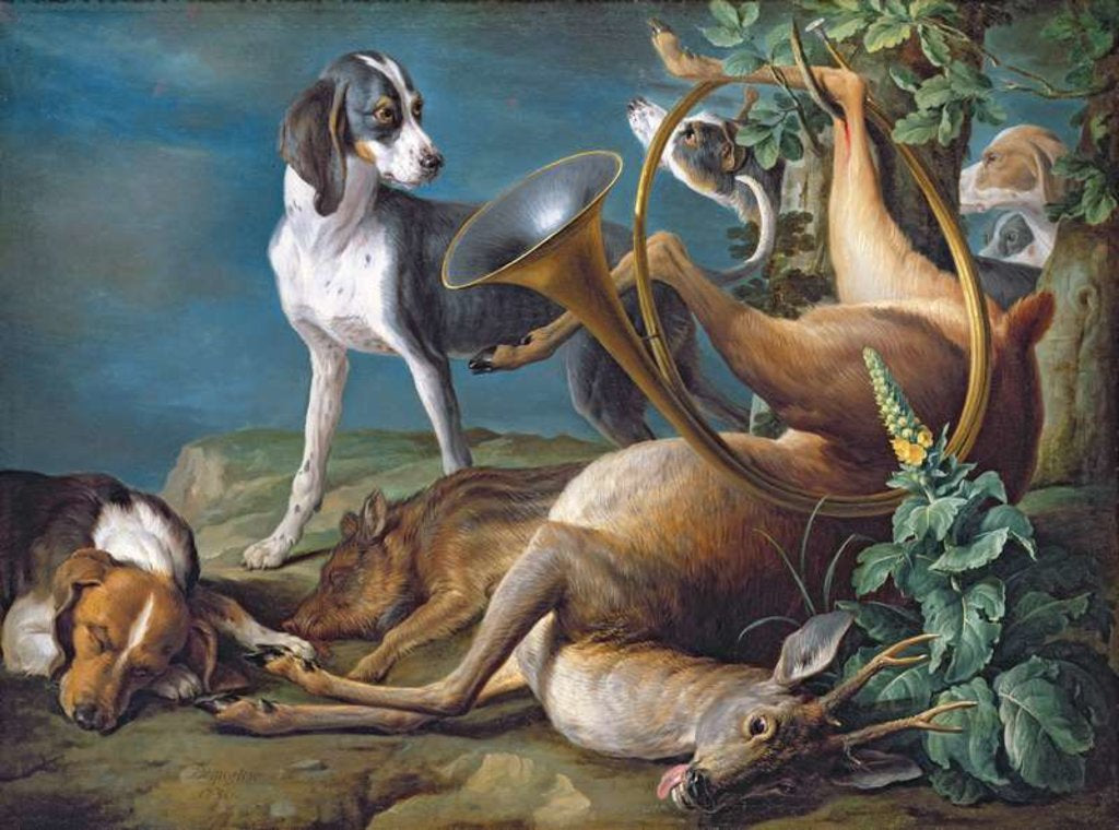 Detail of Still Life of Dead Game with Hounds, 1730 by Alexandre-Francois Desportes