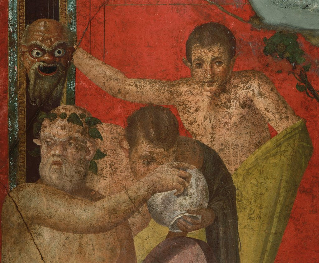 Detail of Detail of Silenus and Satyrs from Initiation into the Cult of Dionysus Fresco Cycle at the Villa of Mysteries by Anonymous