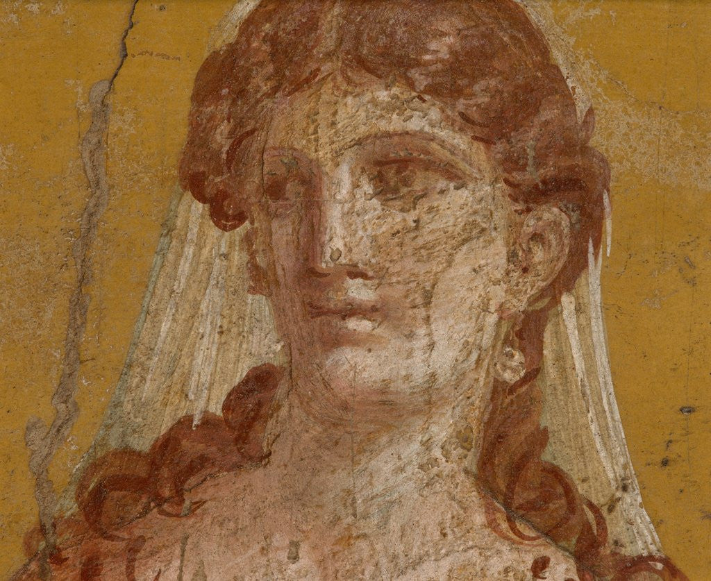 Detail of Detail of Ancient Roman Fresco Painting with Female Figure by Anonymous