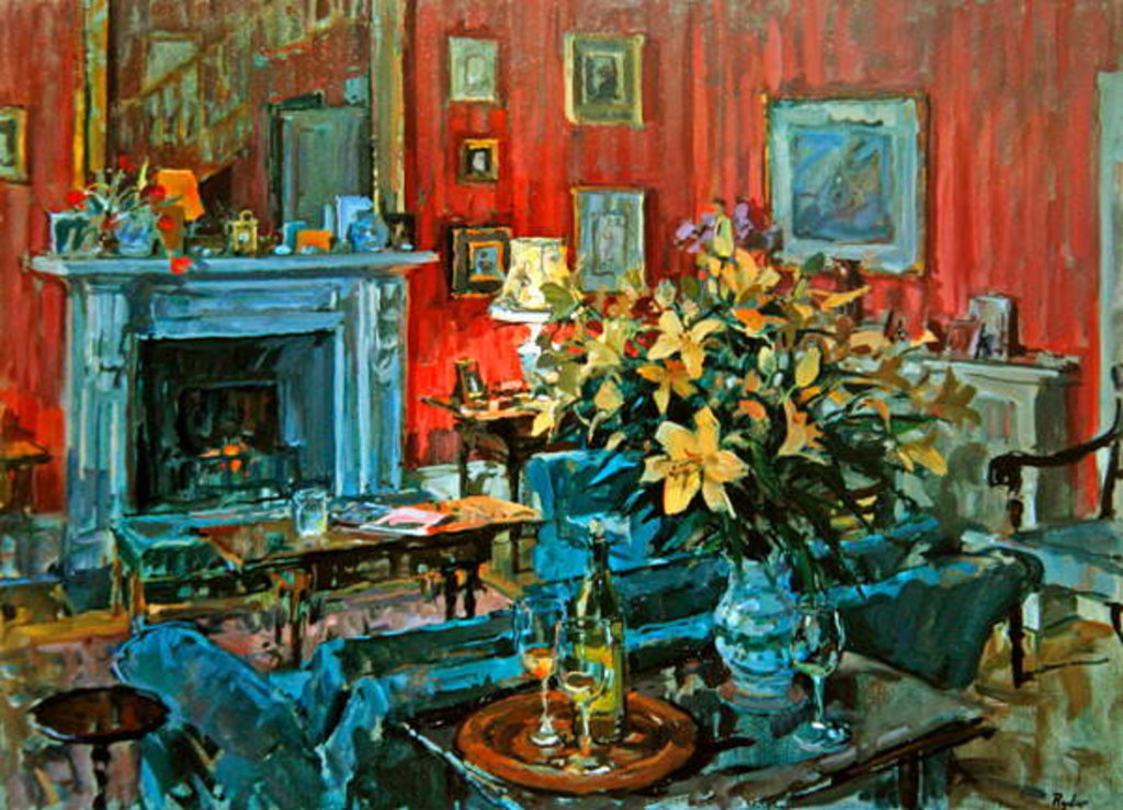 Detail of Hearth and Yellow Flowers by Susan Ryder