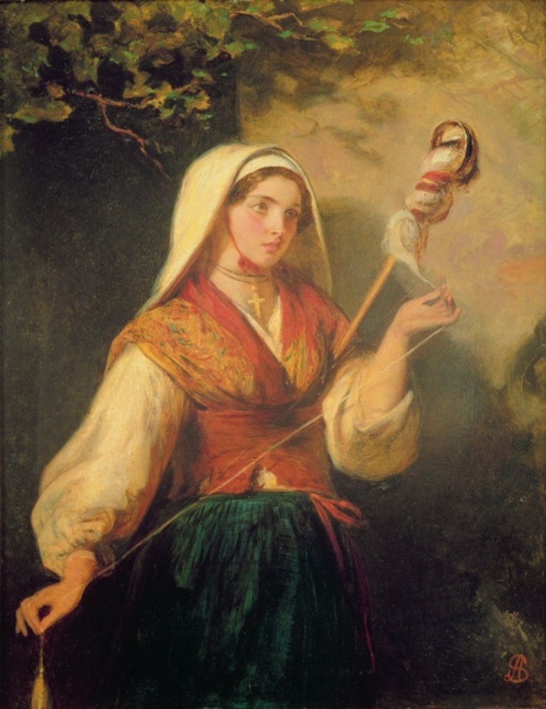 Detail of Young Woman Spinning Wool by Abraham Solomon