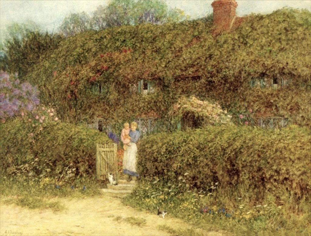 Detail of A Cottage at Freshwater, Isle of Wight by Helen Allingham