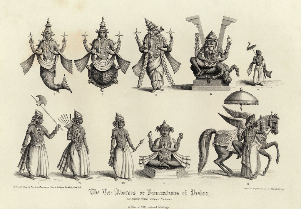 Detail of Engraving of the Ten Avatars of Vishnu by Anonymous