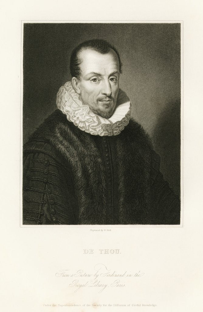 Detail of Engraved Portrait of Jacques-Auguste de Thou by Anonymous