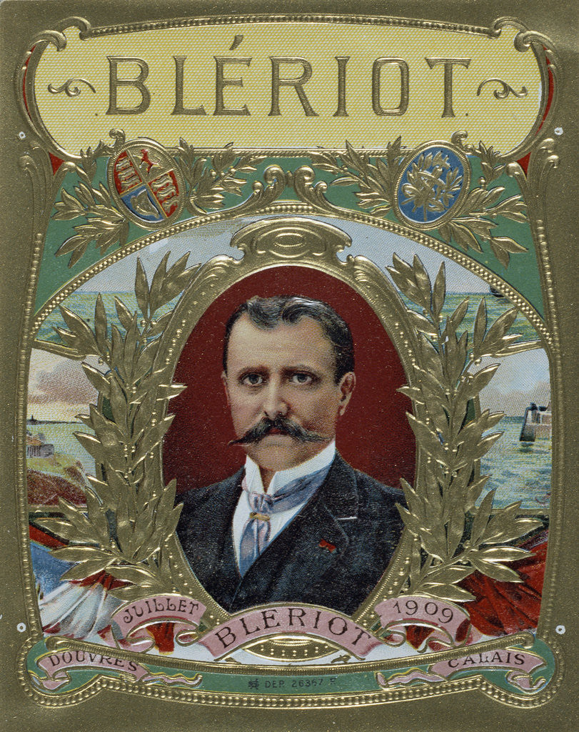 Detail of Cigar Label Design Celebrating Louis Bleriot's First Flight Across the English Channel by Anonymous