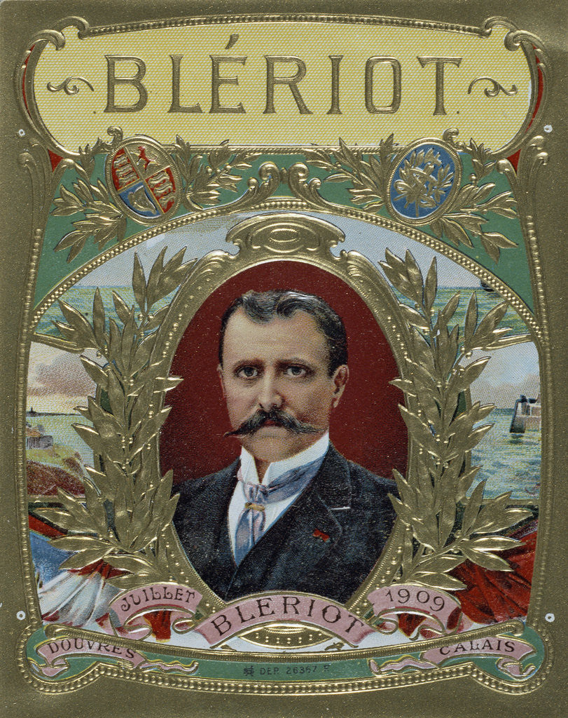Detail of Cigar Label Design Celebrating Louis Bleriot's First Flight Across the English Channel by Corbis