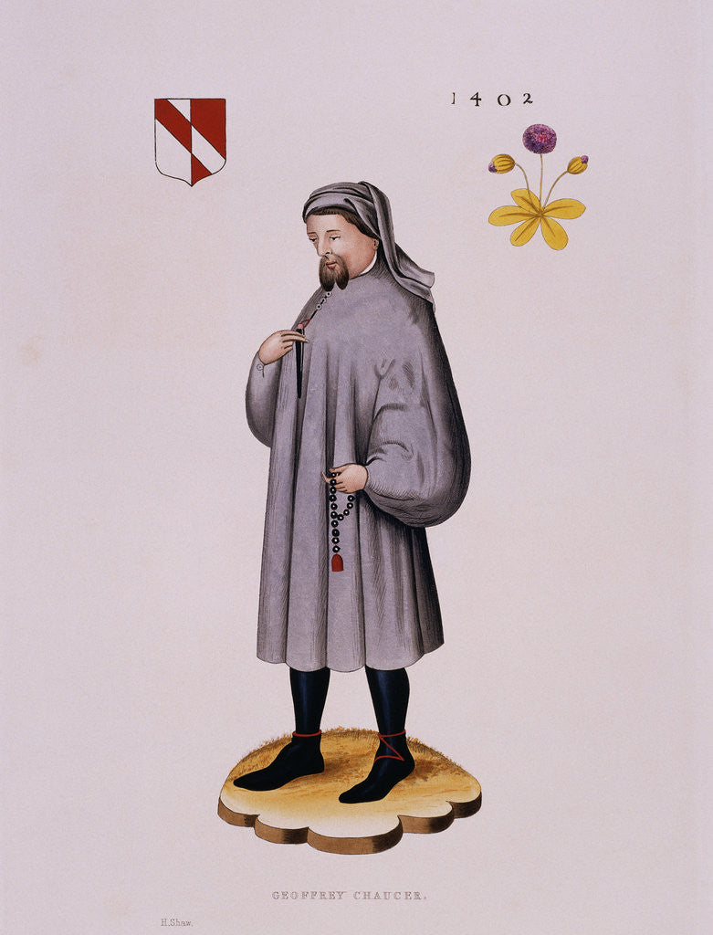 Detail of Portrait Print of Geoffrey Chaucer by Anonymous