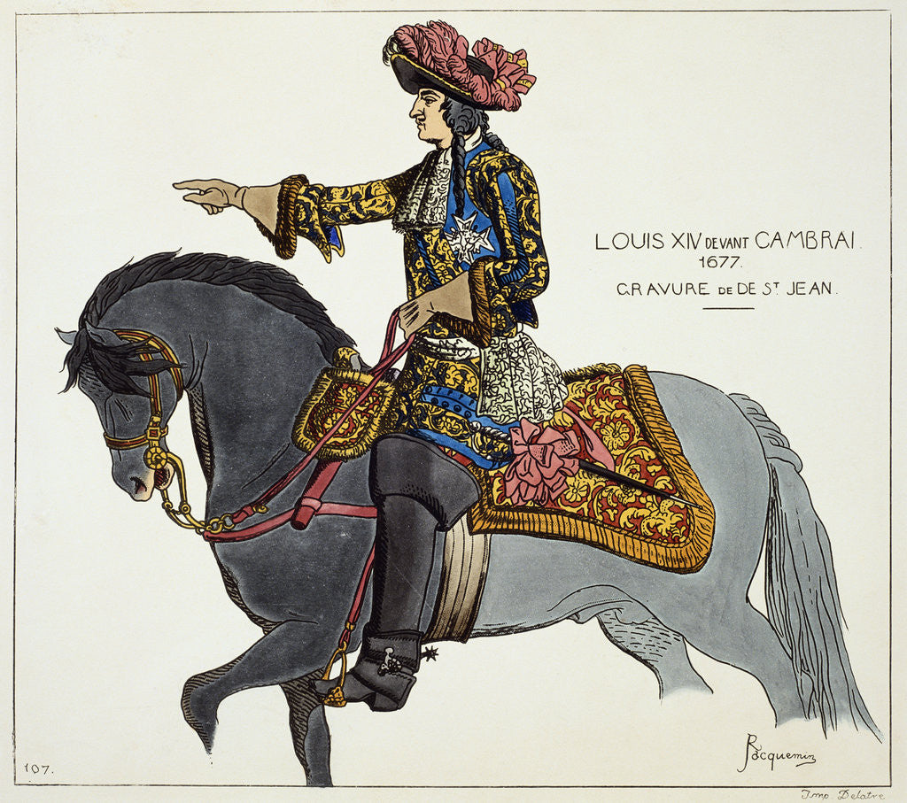 Detail of Print Depicting King Louis XIV Riding on a Gray Horse by Anonymous
