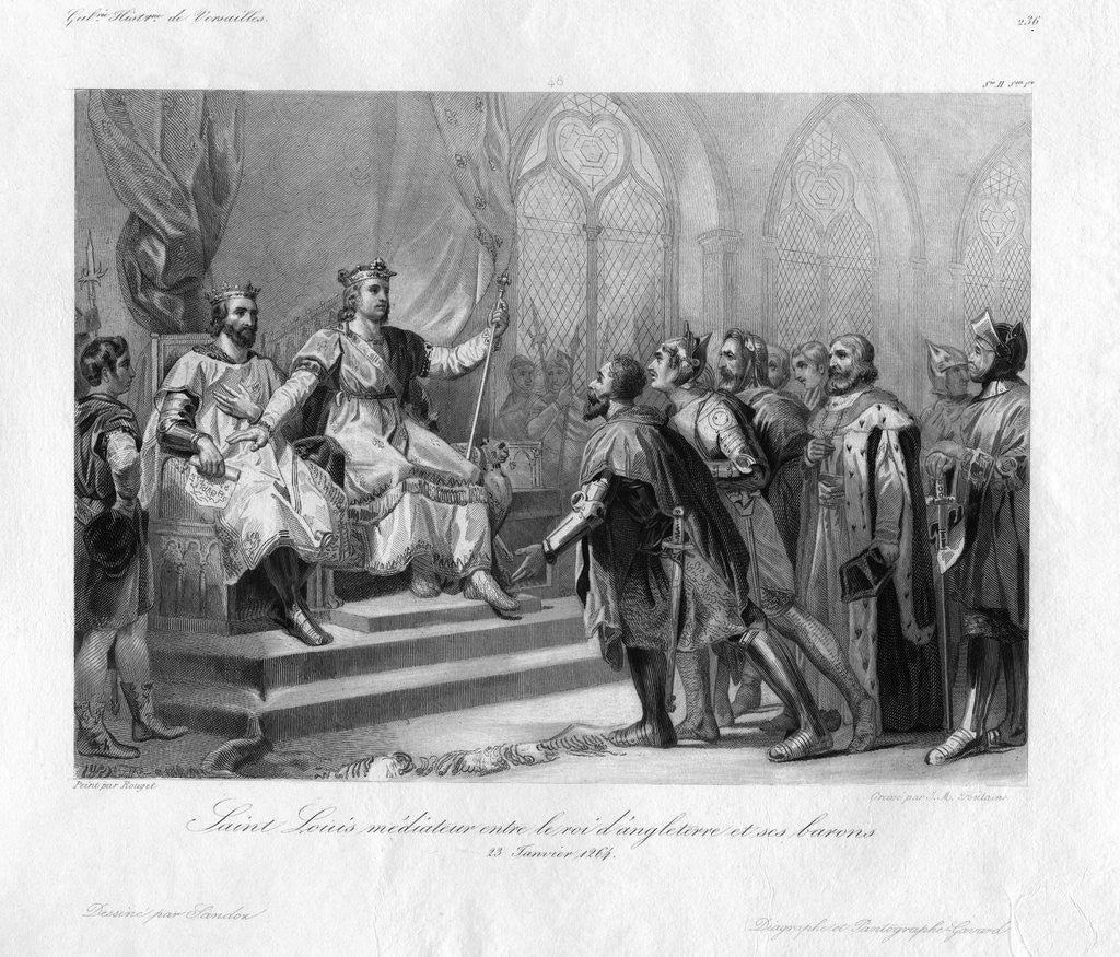 Detail of Saint Louis Mediating Between the King of England and His Barons Engraving by Jean-Mathias Fontaine