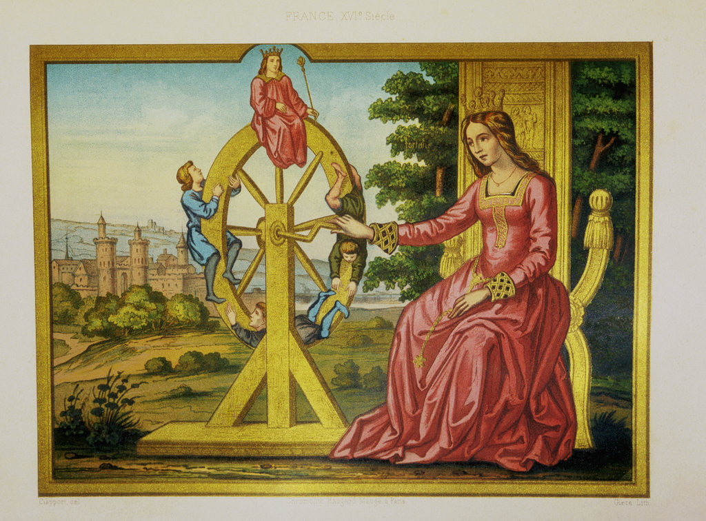 Detail of The Wheel of Fortune Color Print by Anonymous