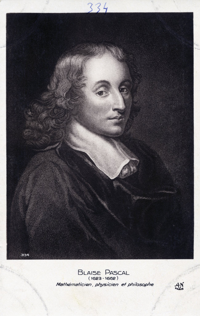 Detail of Blaise Pascal Engraving by Henry Hoppner Meyer