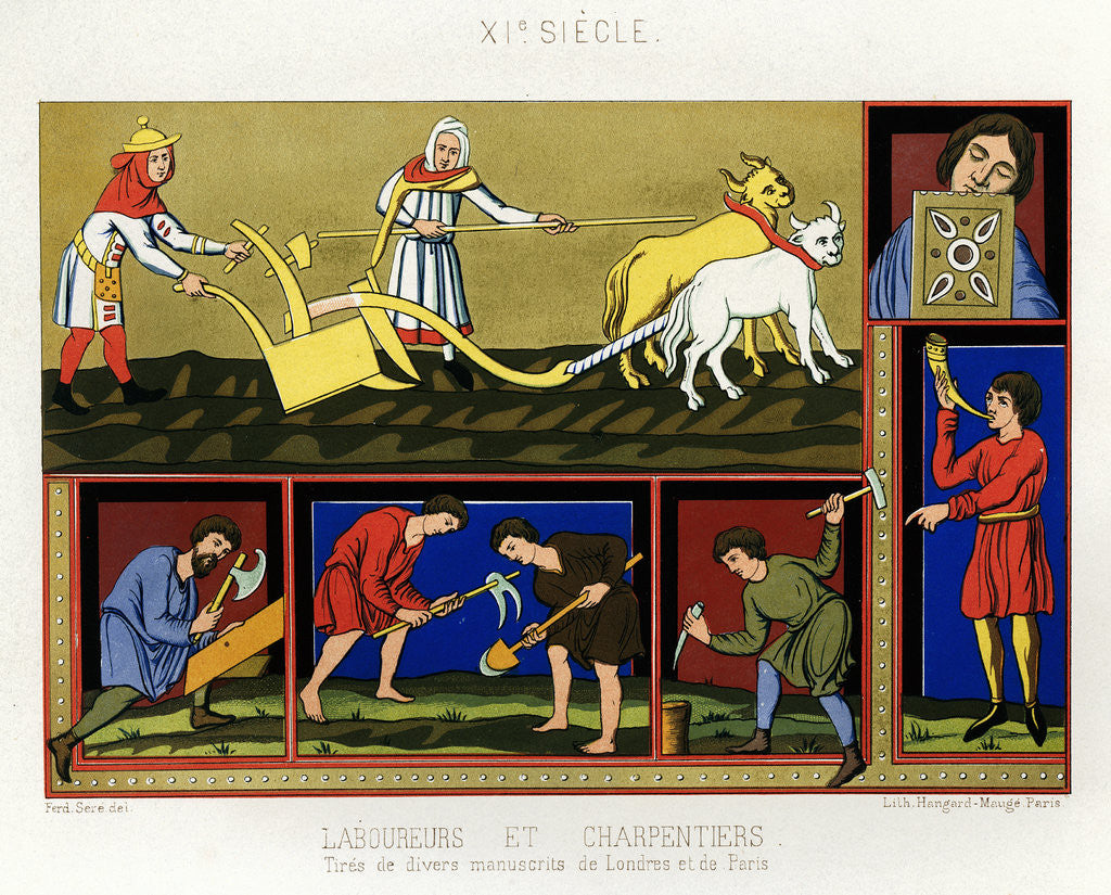 Detail of Book Illustration of People at Work in the 11th-Century by Anonymous