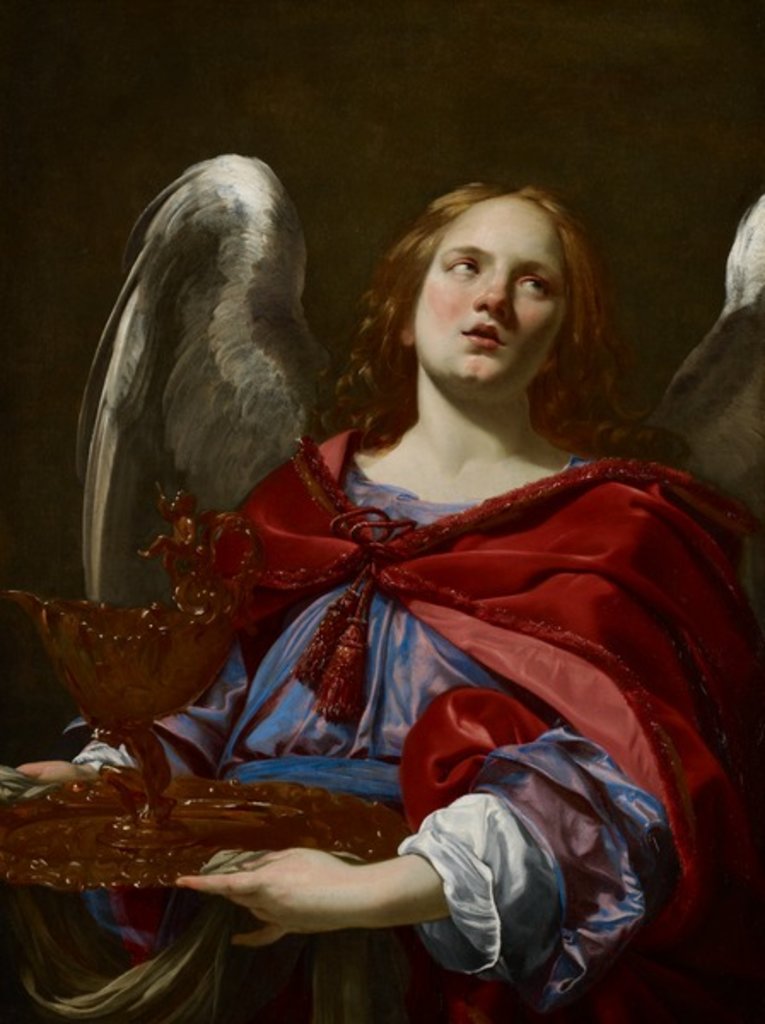 Detail of Angels with Attributes of the Passion: Angel Holding the Vessel and Towel for washing the hands of Pontius Pilate, c.1624 by Simon Vouet