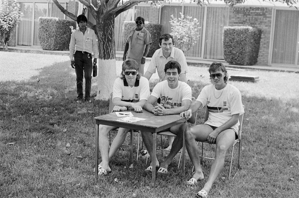 Tottenham Hotspur manager David Pleat, Chris Waddle, Gary Stevens and Glenn Hoddle, 1986 World Cup Finals in Mexico by Monte Fresco