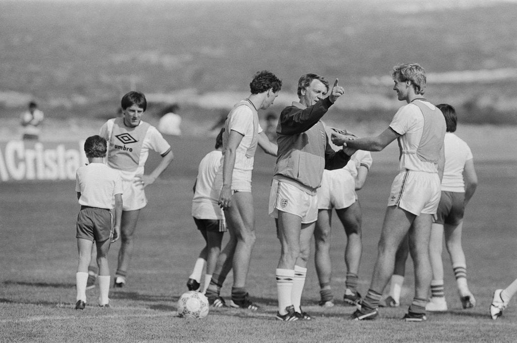 Detail of England team manager Bobby Robson, 1986 World Cup Finals in Mexico by Monte Fresco