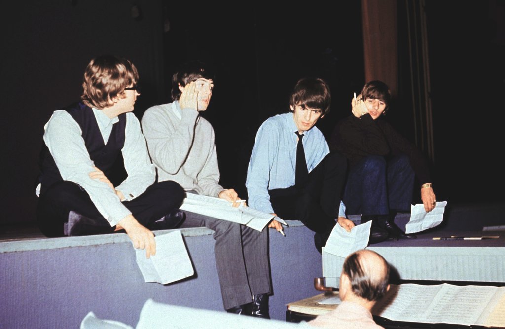Detail of The Beatles rehearsing at London palladium for Night of 100 stars by Staff