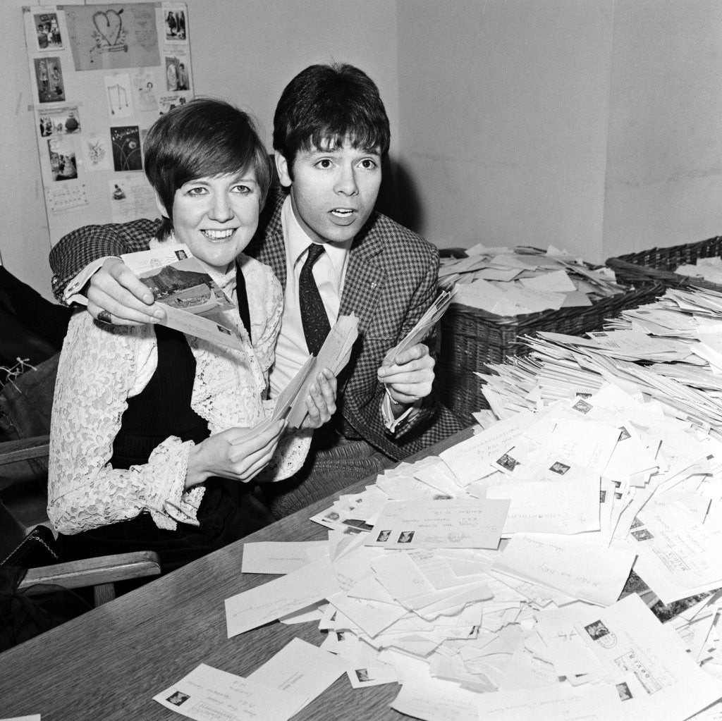 Detail of Cliff Richard and Cilla Black counting votes for Britain's song for Eurovision contest by Waters