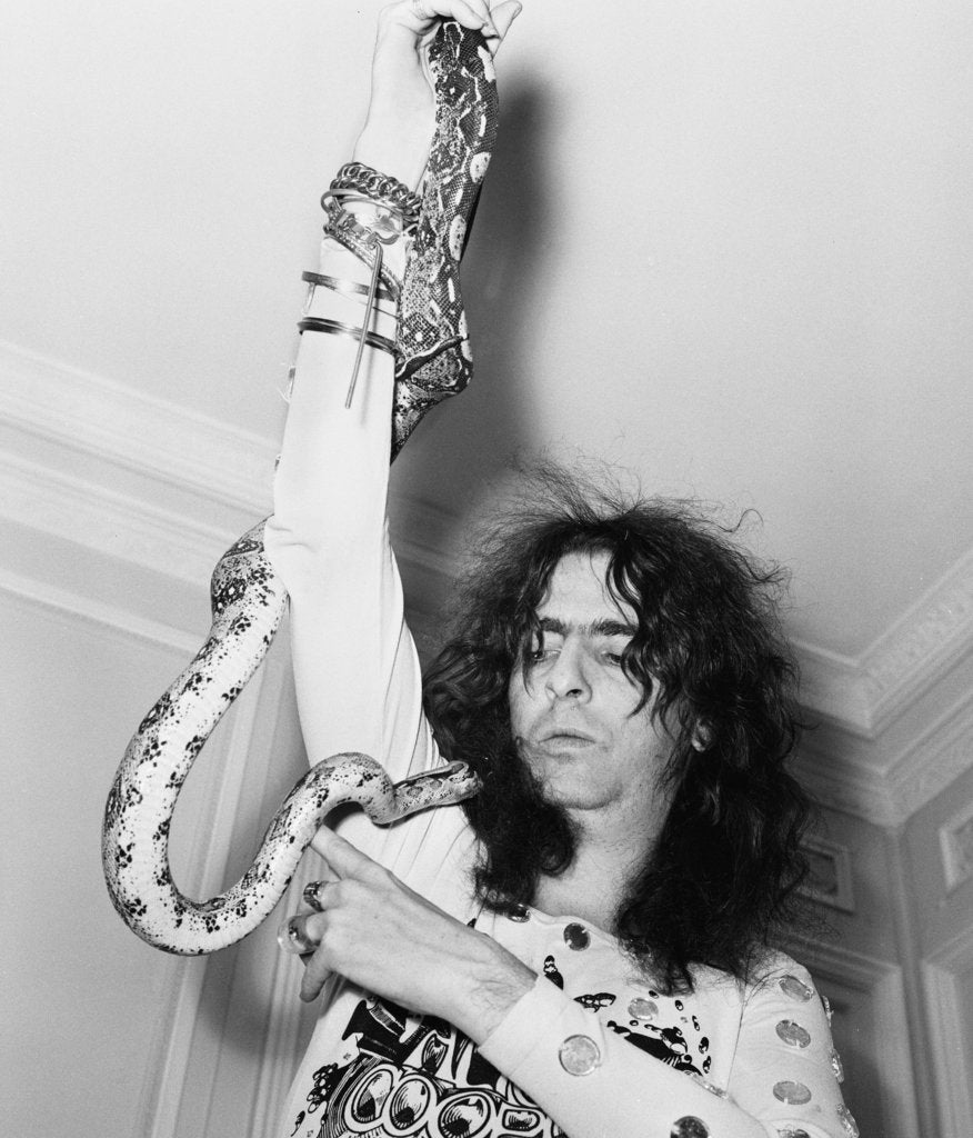 Detail of Alice Cooper poses with his snake by Peter Stone