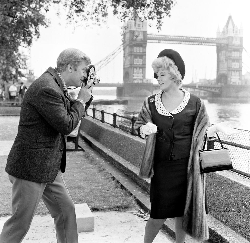 Detail of Michael Caine and Shelley Winters filming Alfie by Anonymous