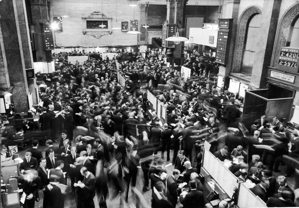 Detail of Busy scenes showing crowds of traders in a hurry at the London Stock Exchange by Reed