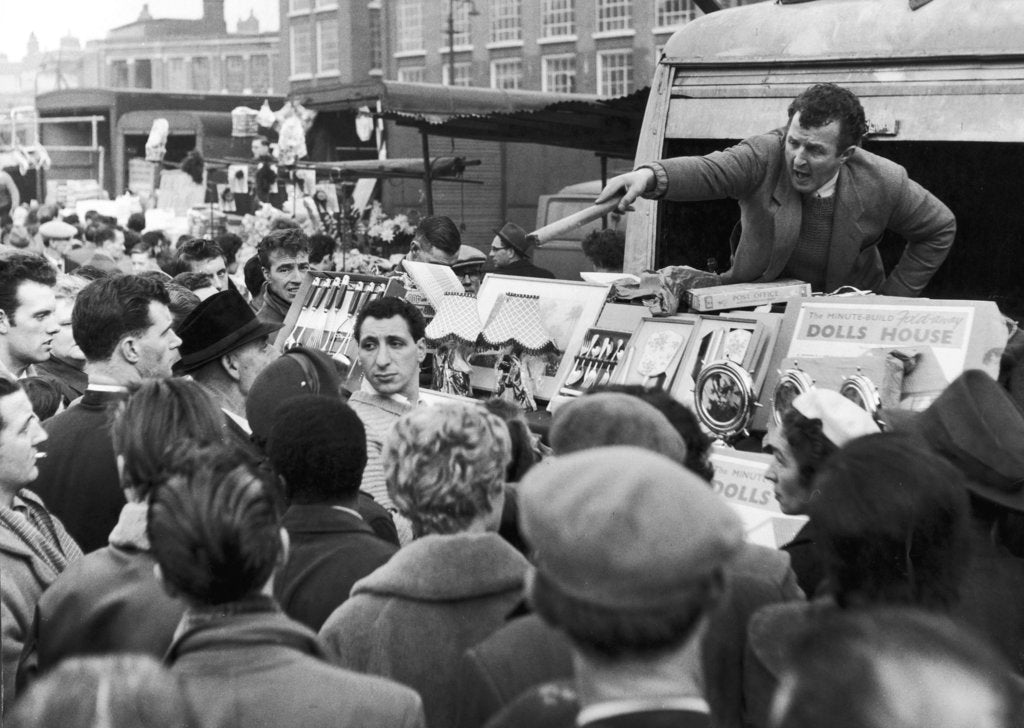 Detail of A stall holder at Petticoat Lane market by Anonymous
