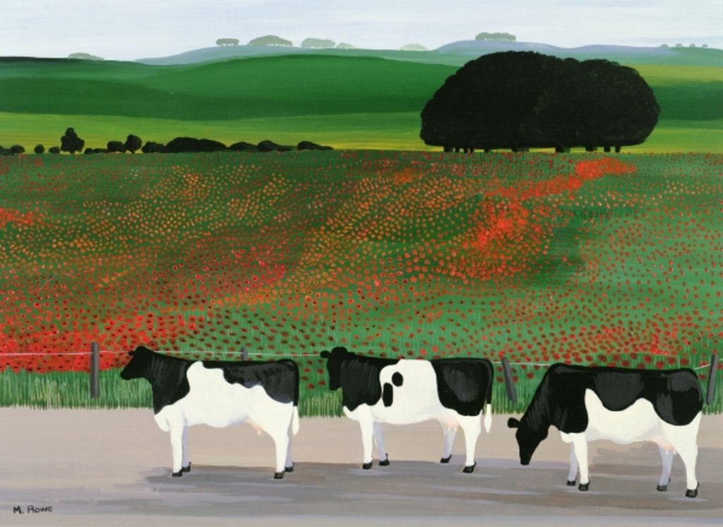 Detail of Cows and Poppies by Maggie Rowe