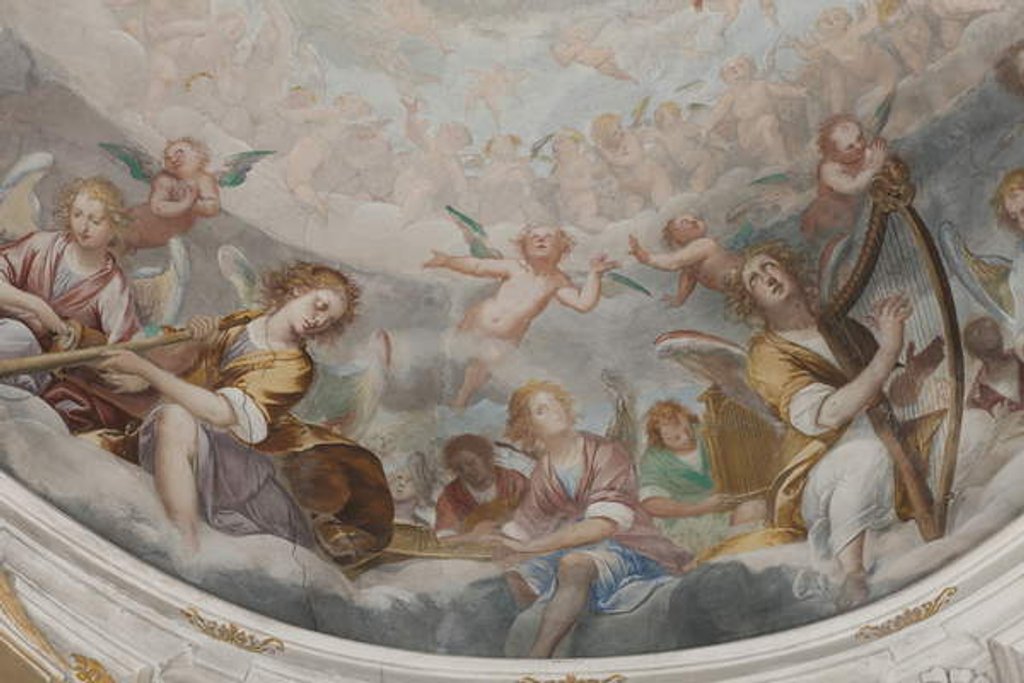Detail of Angels, musician angels and puttos by Isidoro Bianchi