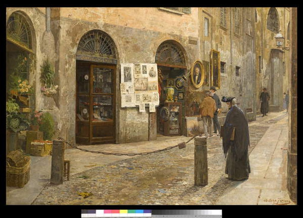 Detail of Via San Bernardino alle Ossa in Milan, Italy, 1912 by Arturo Ferrari