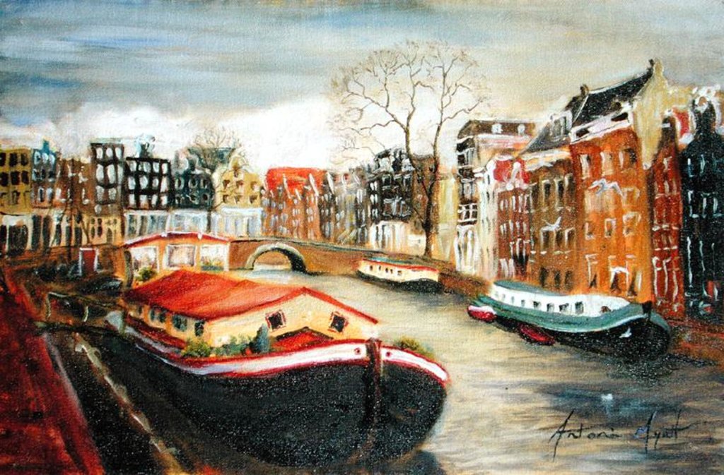 Detail of Red House Boat, Amsterdam, 1999 by Antonia Myatt