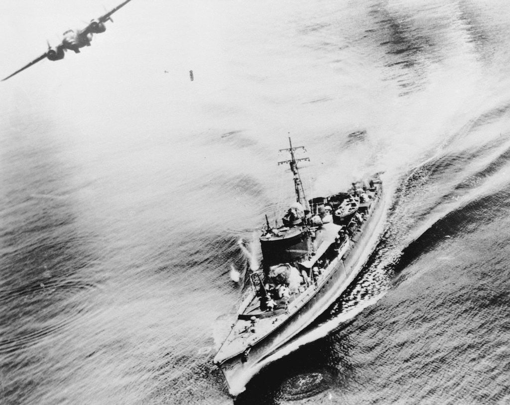 Detail of American B-25 Bombing Japanese Freighter by Anonymous
